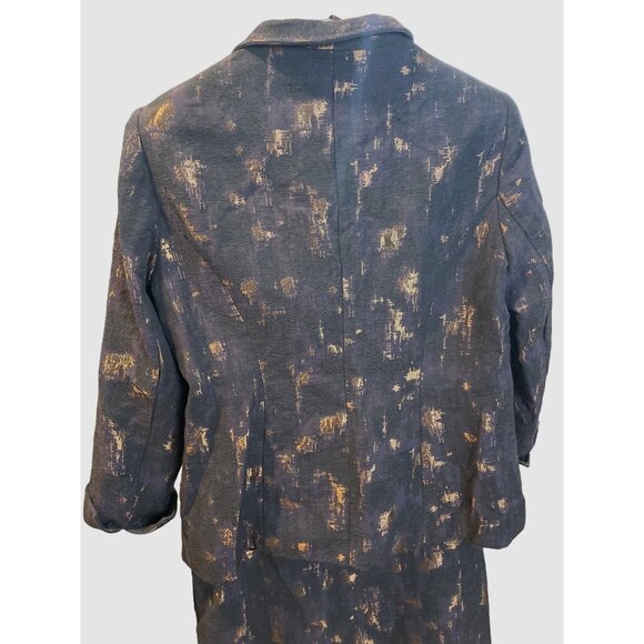 Coldwater Creek Womens Brown Gold Metallic Textured Blazer Skirt Suit Set Sz 12P - Picture 2 of 14